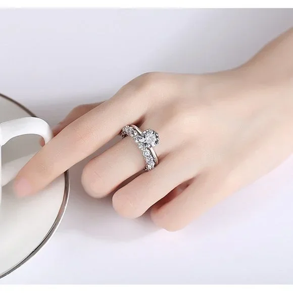 Certified 2ct. t.w. Diamond Moissanite Wedding Ring Set NEW - Picture 4 of 8